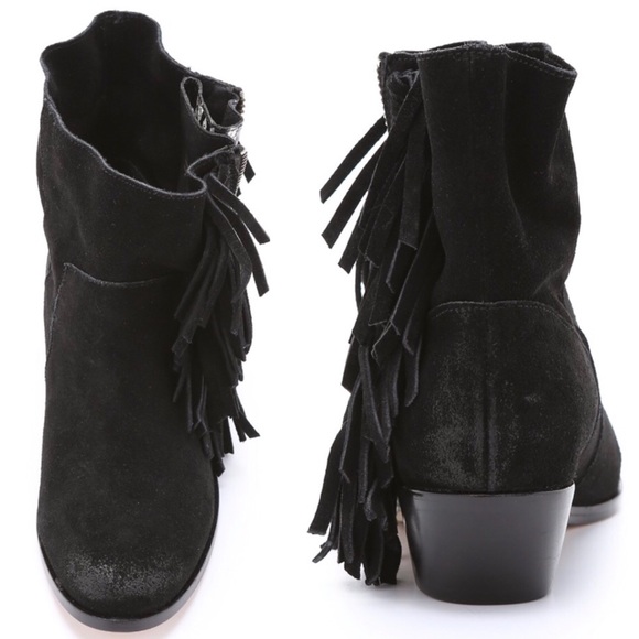 ANTHRO CYNTHIA VINCENT Nibble Fringe Suede Booties - Picture 4 of 8